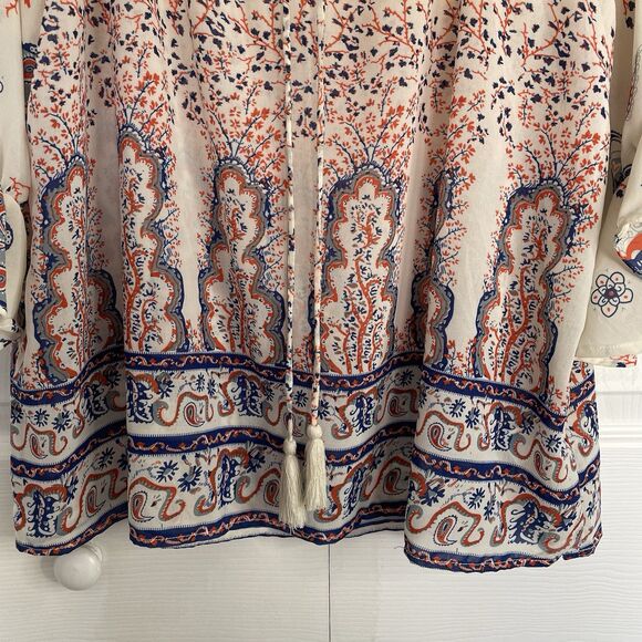 Love 8 Semi-Sheer Bohemian Peasant Paisley Tunic Women’s Size L - Picture 6 of 10